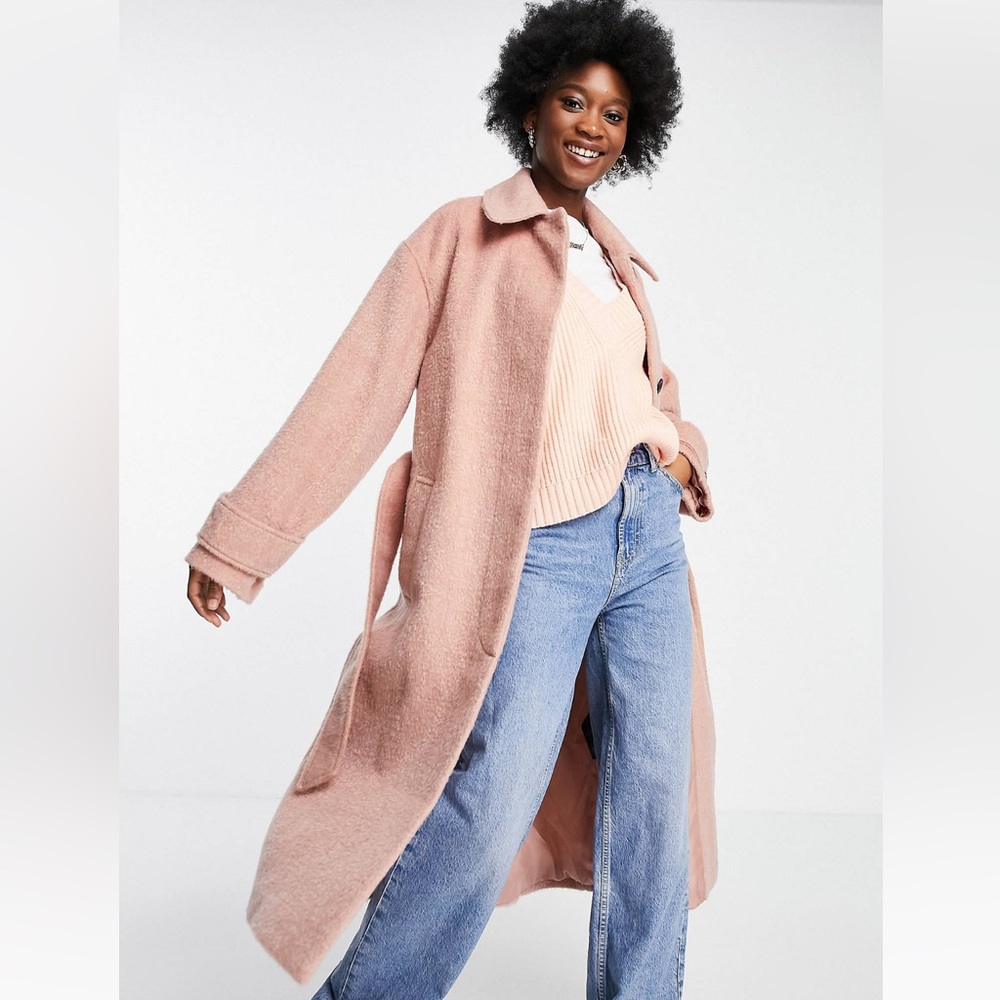 Robe belted coat in pink